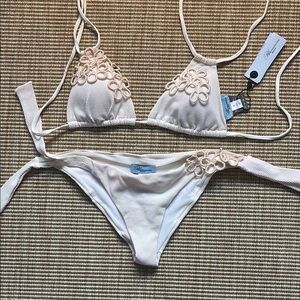 Blumarine White Crochet Bikini Set